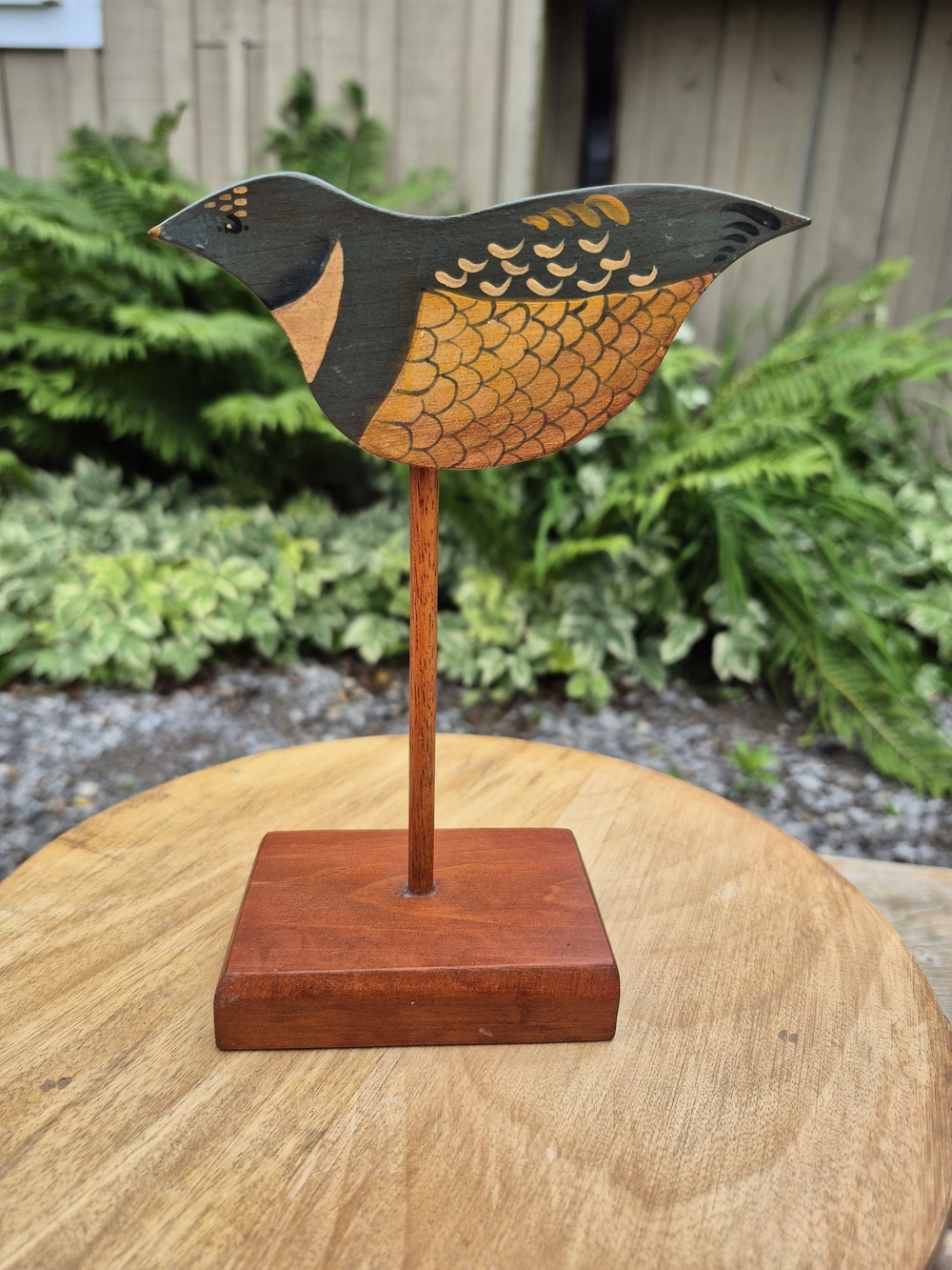 VTG 1988 T. Adams Signed Wood Carved Folk Art Shorebird Decoy 7"